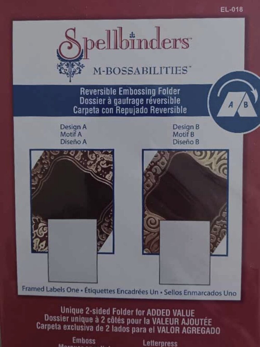 Spellbinders Reversible A4 Embossing Folder - Framed Labels One
